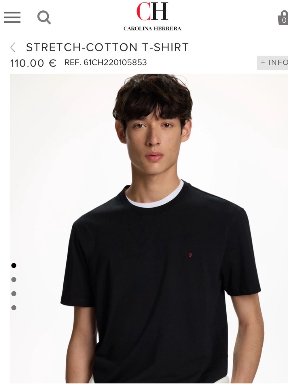 Carolina Herrera Black Crewneck Short-Sleeve T-Shirt with White Neck Trim
